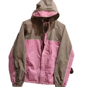 Stearns Dry Wear Jacket Womens MediumPink Nylon Full Zip Hood Pockets Waterproof